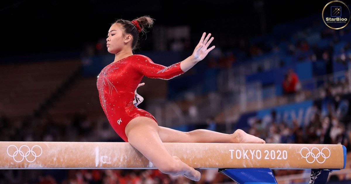 Sunisa Lee of Team US during the Women's Balance Beam Final at the 2020 Olympic Games, Aug. 3, 2020, in Tokyo