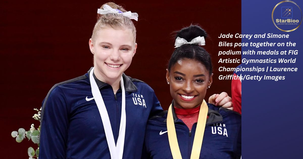 Jade Carey with Simone Biles at FIG