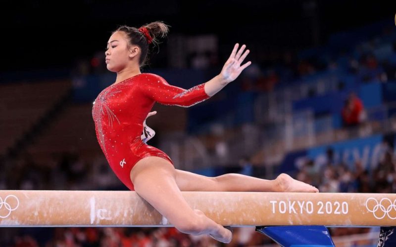 Sunisa Lee of Team US during the Women's Balance Beam Final at the 2020 Olympic Games, Aug. 3, 2020, in Tokyo